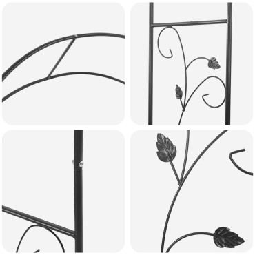 vidaXL Κήπος Αψίδα Floral Μαύρο 115 x 37 x 231 εκ.