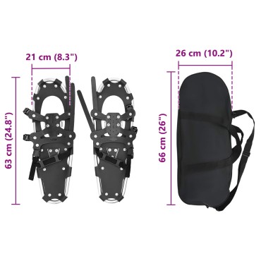 vidaXL 3 ΣΕ 1 Χιονοπέδιλα Ασημί και Μαύρο 63 x 21 εκ