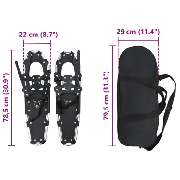 vidaXL 3 ΣΕ 1 Χιονοπέδιλα Ασημί και Μαύρο 78,5 x 22 εκ