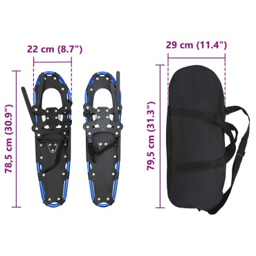 vidaXL 3 ΣΕ 1 Χιονοπέδιλα Μπλε και Μαύρο 78,5 x 22 εκ