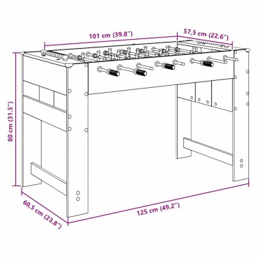 vidaXL Τραπέζι Φουτμπολ Σκυρόχρωμο Γκρι 125 x 60,5 x 80 εκ.