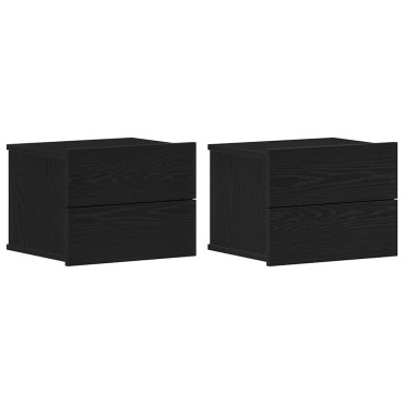 vidaXL Κομοδίνο 2 τεμ. Μαύρη Οξυά 40x30x30cm Επεξεργασμένο Ξύλο
