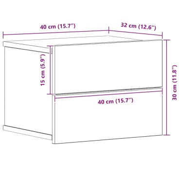 vidaXL Κομοδίνο 2 τεμ. Μαύρη Οξυά 40x30x30cm Επεξεργασμένο Ξύλο