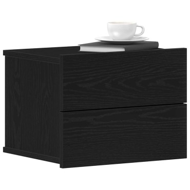 vidaXL Κομοδίνο 2 τεμ. Μαύρη Οξυά 40x30x30cm Επεξεργασμένο Ξύλο
