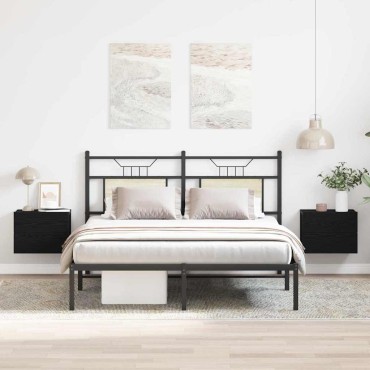 vidaXL Κομοδίνο 2 τεμ. Μαύρη Οξυά 40x30x30cm Επεξεργασμένο Ξύλο