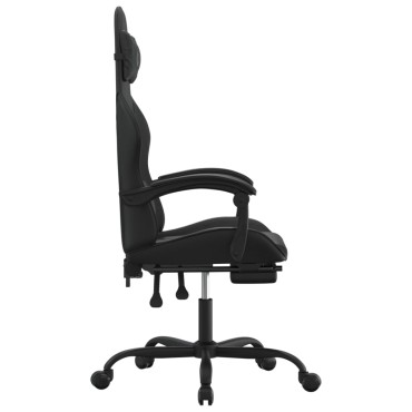 vidaXL Καρέκλα Gaming Μασάζ Υποπόδιο Μαύρο από Συνθετικό Δέρμα 57,5x59,5x(121-131)cm 1 τεμ.