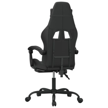 vidaXL Καρέκλα Gaming Μασάζ Υποπόδιο Μαύρο από Συνθετικό Δέρμα 57,5x59,5x(121-131)cm 1 τεμ.
