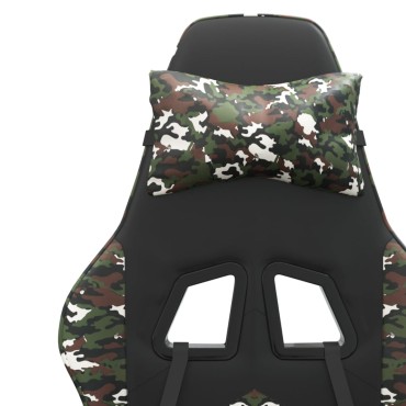 vidaXL Καρέκλα Gaming Μασάζ Υποπόδιο Μαύρο/Παραλλαγή Συνθετικό Δέρμα 57,5x59,5x(121-131)cm 1 τεμ.