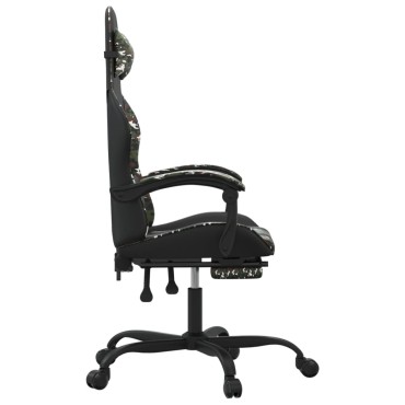 vidaXL Καρέκλα Gaming Μασάζ Υποπόδιο Μαύρο/Παραλλαγή Συνθετικό Δέρμα 57,5x59,5x(121-131)cm 1 τεμ.