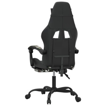 vidaXL Καρέκλα Gaming Μασάζ Υποπόδιο Μαύρο/Παραλλαγή Συνθετικό Δέρμα 57,5x59,5x(121-131)cm 1 τεμ.