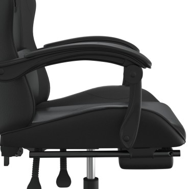 vidaXL Καρέκλα Gaming Περιστρ. Υποπόδιο Μαύρο Συνθετικό Δέρμα 57,5x59,5x(121-131)cm 1 τεμ.