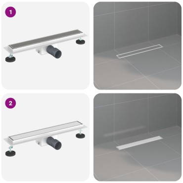vidaXL 2 σε 1 εκροή ντους Ασημί 60 cm Ανοξείδωτο Ατσάλι 304