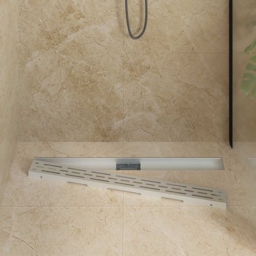 vidaXL Εκροή ντους με σχέδιο γραμμής Ασημί 90 cm Ανοξείδωτο Ατσάλι 304