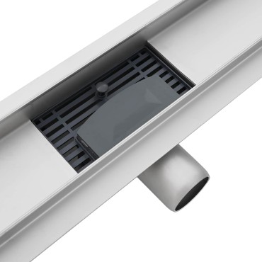vidaXL Εκροή ντους με σχέδιο γραμμής Ασημί 90 cm Ανοξείδωτο Ατσάλι 304