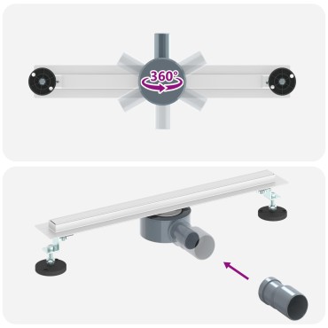 vidaXL 360° Νεροχύτης ντους με λεπτό μοντέλο Ασημί 50 cm