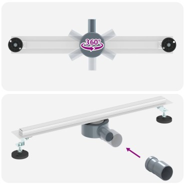 vidaXL 360° Νεροχύτης ντους με λεπτό μοντέλο Ασημί 60 cm