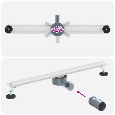vidaXL 360° Νεροχύτης ντους με λεπτό μοντέλο Ασημί 70 cm