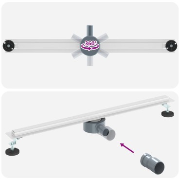 vidaXL 360° Νεροχύτης ντους με λεπτό μοντέλο Ασημί 80 cm