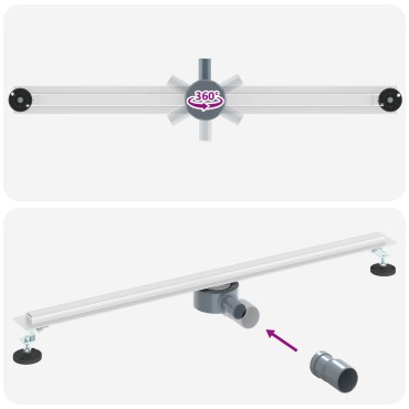 vidaXL 360° Νεροχύτης ντους με λεπτό μοντέλο Ασημί 90 cm