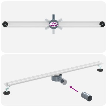vidaXL 360° Νεροχύτης ντους με λεπτό μοντέλο Ασημί 100 cm