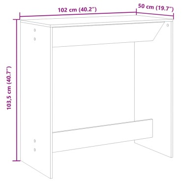 vidaXL Τραπέζι Μπαρ Sonoma Δρυς 102x50x103,5cm Επεξεργ. Ξύλο 1 τεμ.