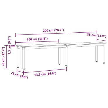 vidaXL παγκάκι Λευκό 200x35x45cm Στερεά ξυλεία πεύκου