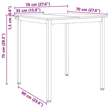 vidaXL Τραπεζαρία Λευκό 70x70x75cm Στερεά ξυλεία πεύκου 1 τεμ.