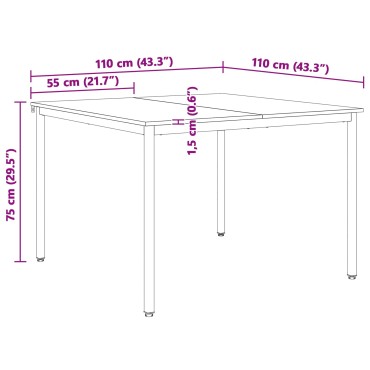 vidaXL Τραπεζαρία Λευκό 110x110x75cm Στερεά ξυλεία πεύκου 1 τεμ.