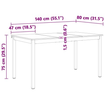 vidaXL Τραπεζαρία Φυσικό 140x80x75cm Στερεά ξυλεία πεύκου 1 τεμ.