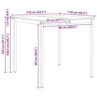 vidaXL Τραπέζι μπαρ Λευκό 110x110x105cm Στερεά ξυλεία πεύκου 1 τεμ.