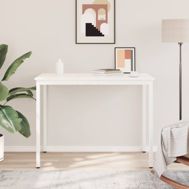 vidaXL Τραπέζι μπαρ Λευκό 140x80x105cm Στερεά ξυλεία πεύκου 1 τεμ.