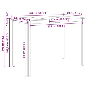 vidaXL Τραπέζι μπαρ Λευκό 140x80x105cm Στερεά ξυλεία πεύκου 1 τεμ.