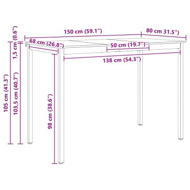 vidaXL Τραπέζι μπαρ 150x80x105cm Στερεά ξυλεία πεύκου Φυσικό 1 τεμ.