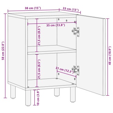 vidaXL Ντουλάπι Μπάνιου Λευκό 38x33x58cm Στερεό ξύλο μάνγκο