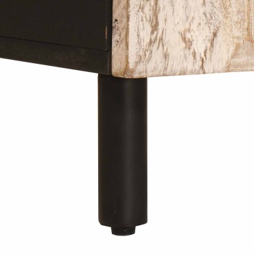 vidaXL Ντουλάπι Μπάνιου Λευκό 38x33x58cm Στερεό ξύλο μάνγκο
