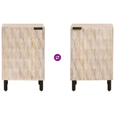 vidaXL Ντουλάπι Μπάνιου Λευκό 38x33x58cm Στερεό ξύλο μάνγκο