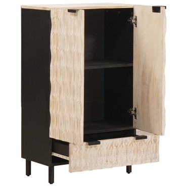 vidaXL Highboard με πόρτα Λευκό Φινίρισμα Καθαρισμού 60x33x100cm