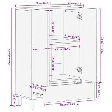 vidaXL Highboard με πόρτα Λευκό Φινίρισμα Καθαρισμού 60x33x100cm