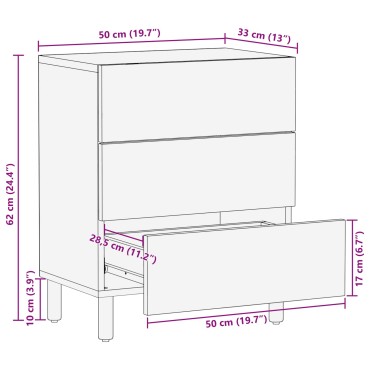 vidaXL Κομοδίνο με συρτάρι Καφέ 50x33x62cm Στερεό ξύλο μάνγκο 1 τεμ.