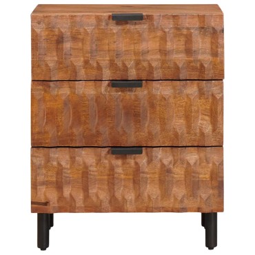 vidaXL Κομοδίνο με συρτάρι Καφέ 50x33x62cm Στερεό ξύλο μάνγκο 1 τεμ.