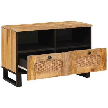 vidaXL Ντουλάπι TV με συρτάρι Καφέ 70x33x46cm Στερεό ξύλο μάνγκο 1 τεμ.