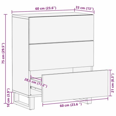 vidaXL Πλαϊνό γραφείο Καφέ 60x33x75cm Στερεό ξύλο μάνγκο