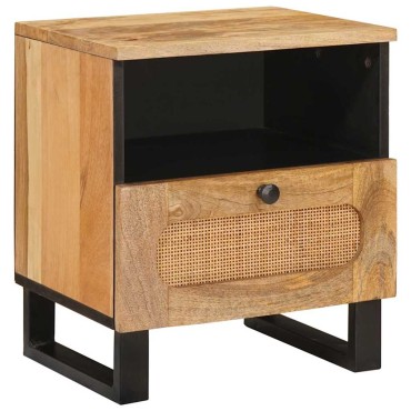 vidaXL Κομοδίνο 2 τεμ. Φυσικό 40x33x46cm Στερεό ξύλο μάνγκο
