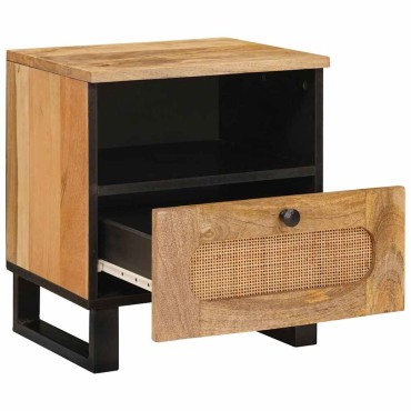 vidaXL Κομοδίνο 2 τεμ. Φυσικό 40x33x46cm Στερεό ξύλο μάνγκο