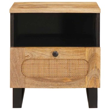 vidaXL Κομοδίνο 2 τεμ. Φυσικό 40x33x46cm Στερεό ξύλο μάνγκο