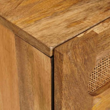 vidaXL Κομοδίνο με συρτάρι Φυσικό 50x33x62cm Στερεό ξύλο μάνγκο 1 τεμ.