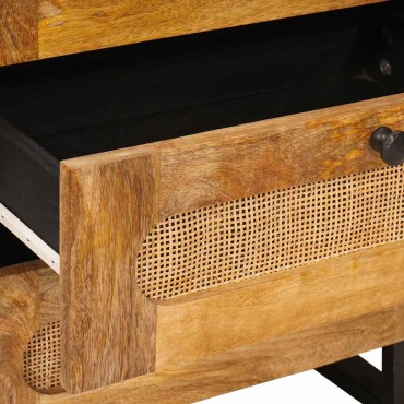 vidaXL Κομοδίνο με συρτάρι Φυσικό 50x33x62cm Στερεό ξύλο μάνγκο 1 τεμ.