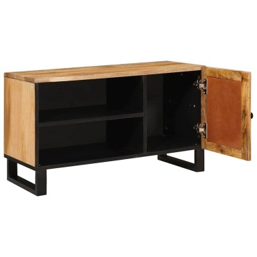vidaXL Ντουλάπι TV με πόρτα Καφέ 80x33x46cm Στερεό ξύλο μάνγκο 1 τεμ.