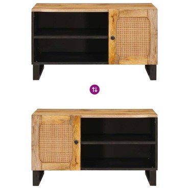 vidaXL Ντουλάπι TV Καφέ 80x33x46cm Στερεό ξύλο μάνγκο 1 τεμ.