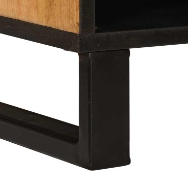 vidaXL Ντουλάπι TV με συρτάρι Καφέ 100x33x46cm Στερεό ξύλο μάνγκο 1 τεμ.